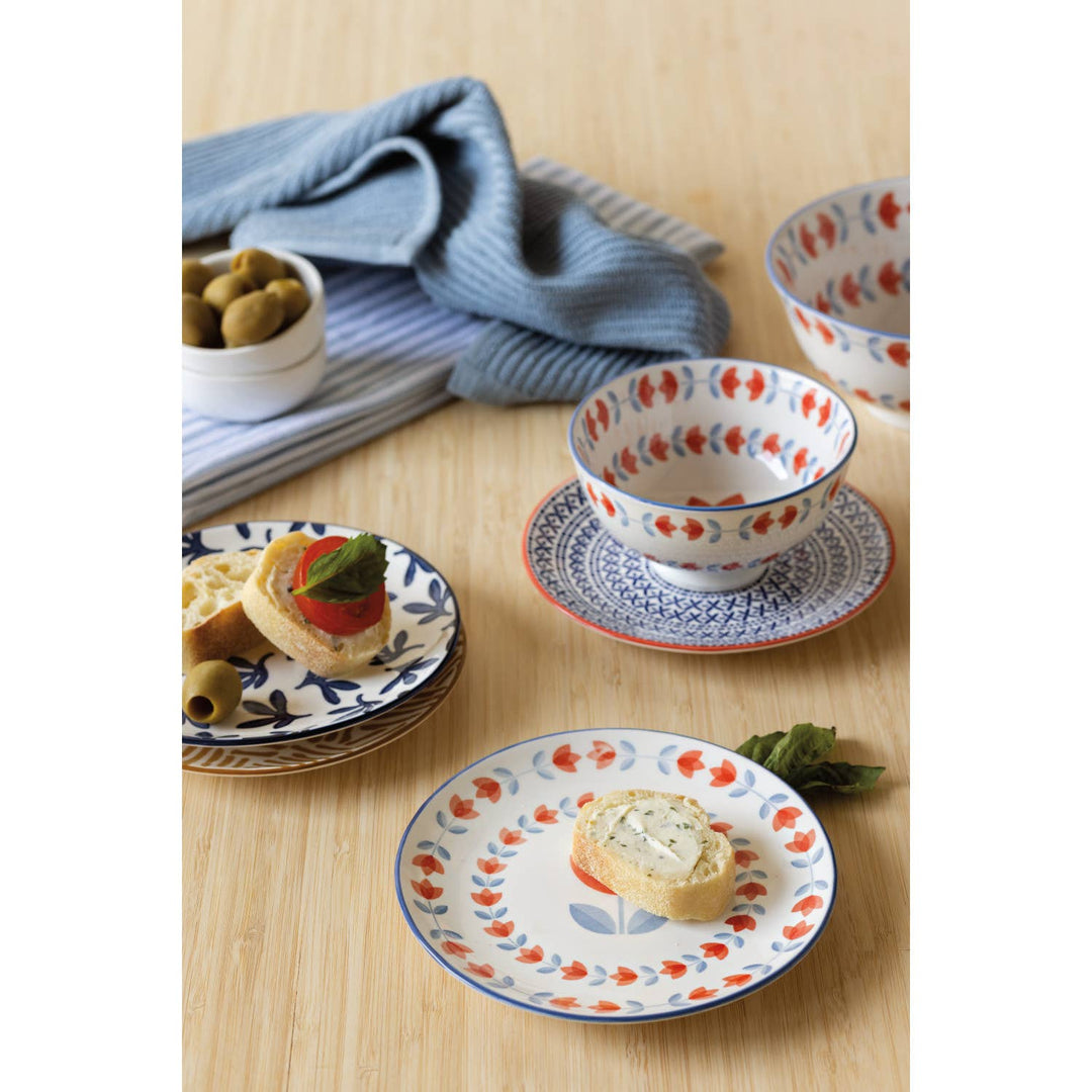 Red Tulip Stamped Appetizer Plate - Merry PigletsNow Designs by Danica