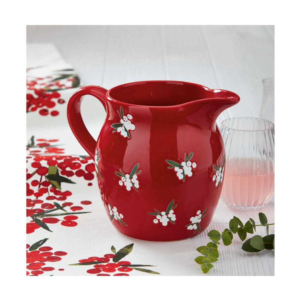Red & White Sprig Pitcher - Merry Pigletstag