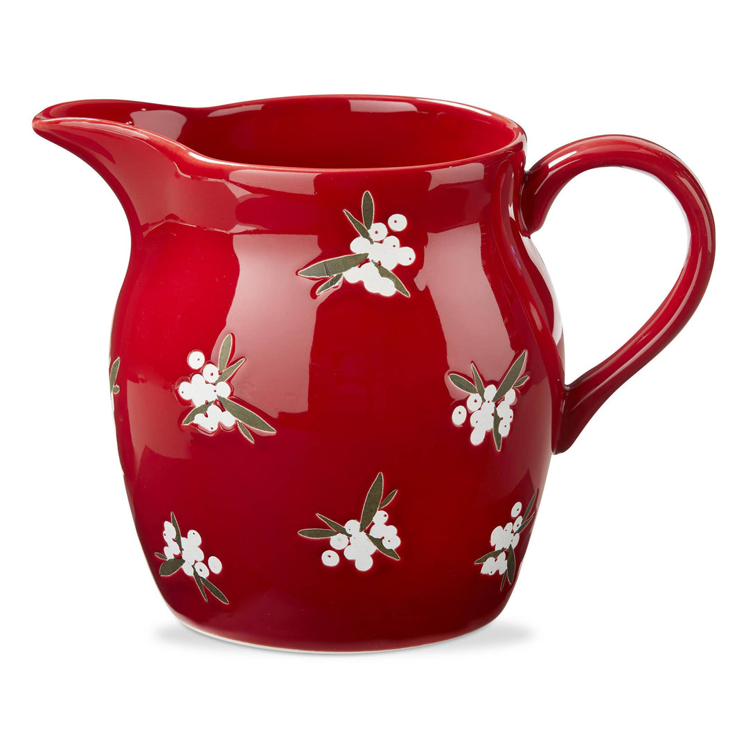 Red & White Sprig Pitcher - Merry Pigletstag