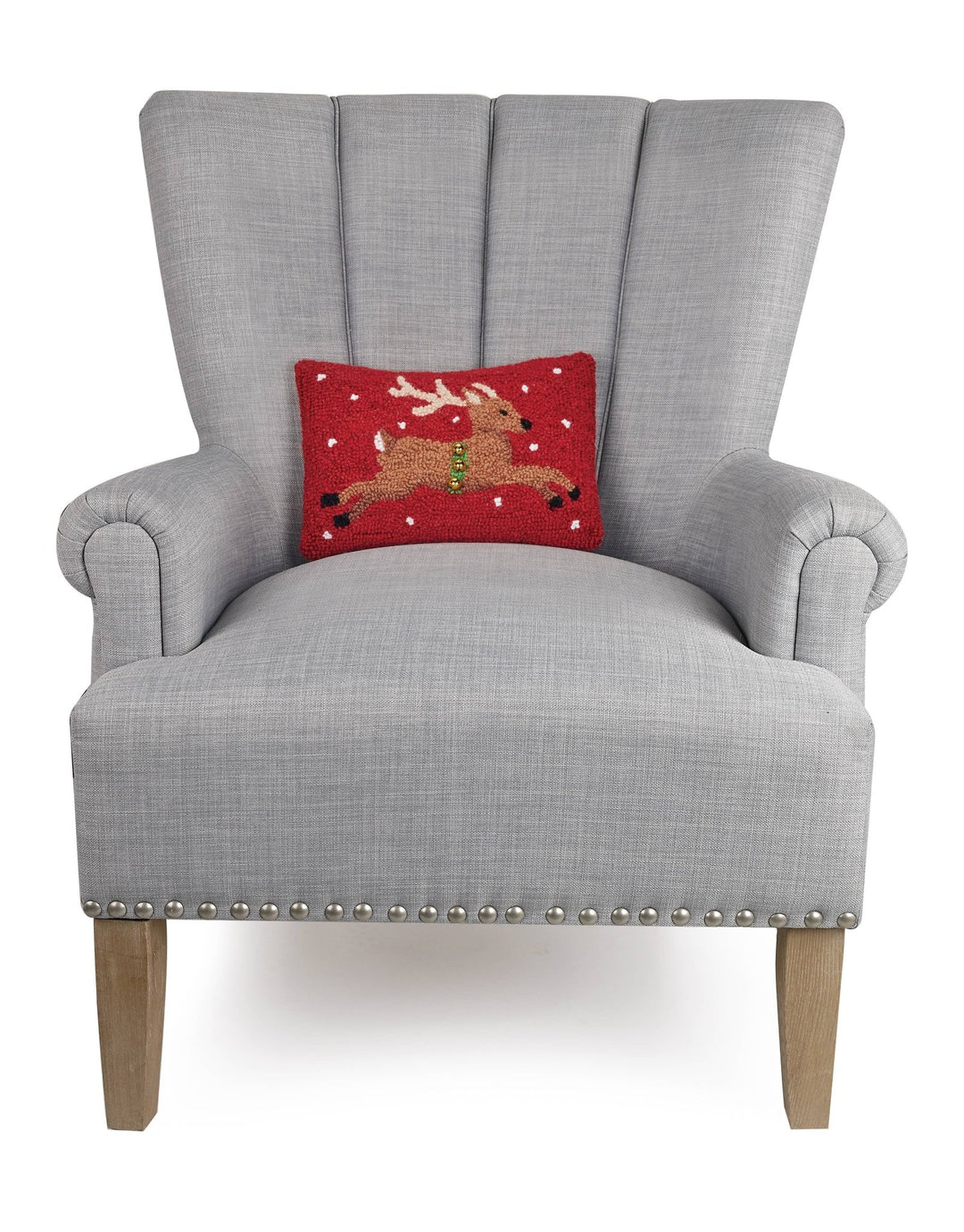 Reindeer with Bells Wool Hooked Pillow - Merry PigletsPeking Handicraft