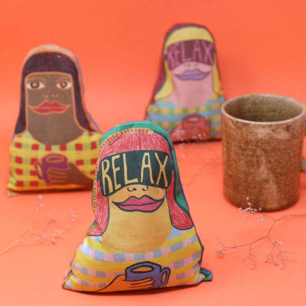 Relaxed People Lavender Bag Brown Hair - Merry PigletsArk Colour Design