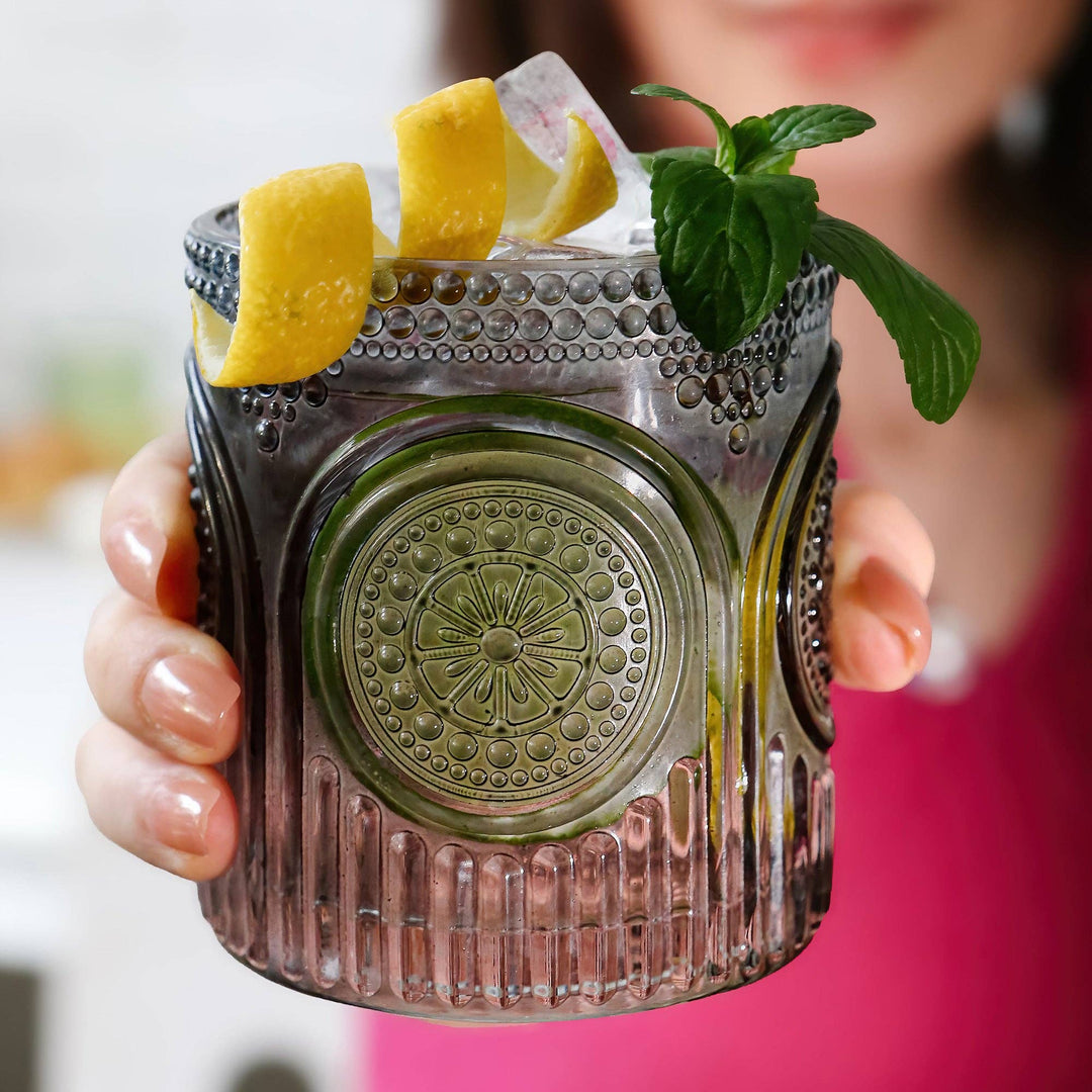 Retro Arch Smoke Gray Drinking Glass - Merry PigletsKate Aspen