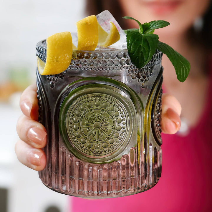 Retro Arch Smoke Gray Drinking Glass - Merry PigletsKate Aspen