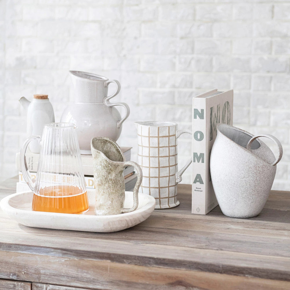 Ribbed Glass Pitcher - Merry PigletsCreative Co - Op