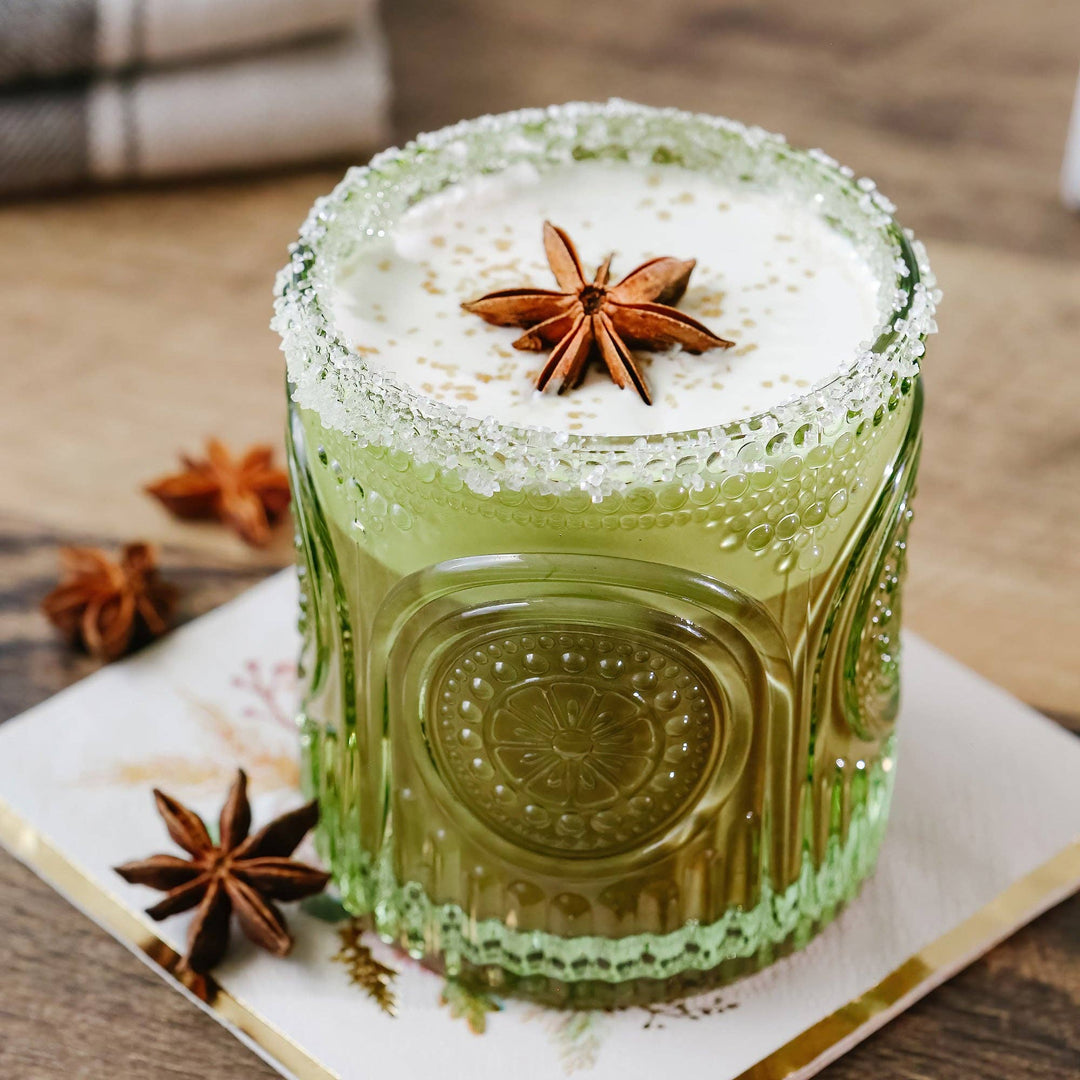 Ribbed Retro Green Drinking Glass - Merry PigletsKate Aspen