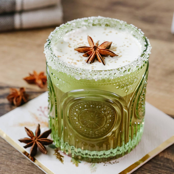 Ribbed Retro Green Drinking Glass - Merry PigletsKate Aspen