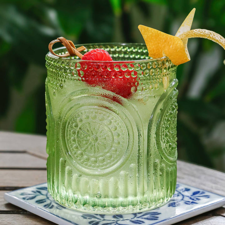 Ribbed Retro Green Drinking Glass - Merry PigletsKate Aspen