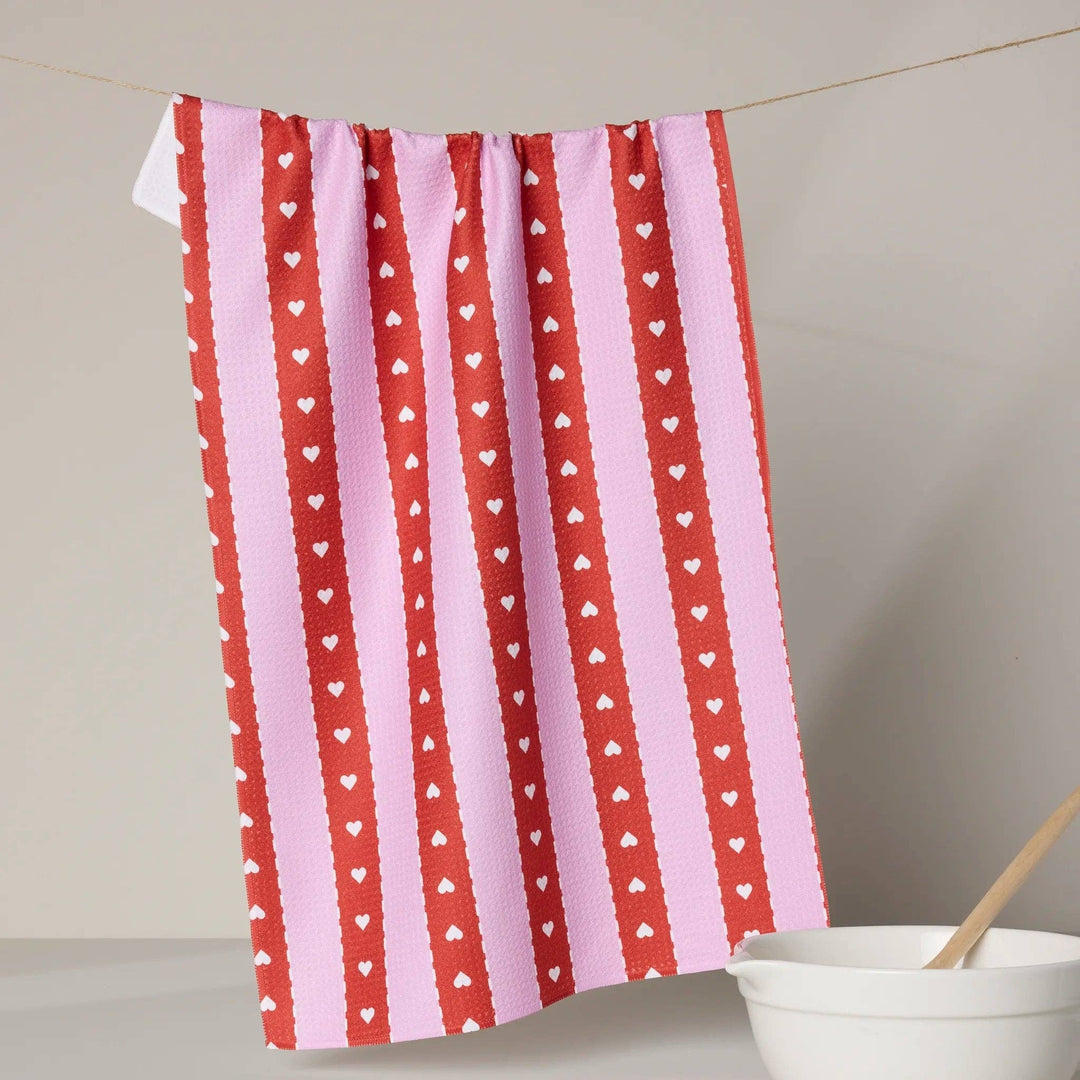 Ribbon Hearts Tea Towel - Merry PigletsGeometry