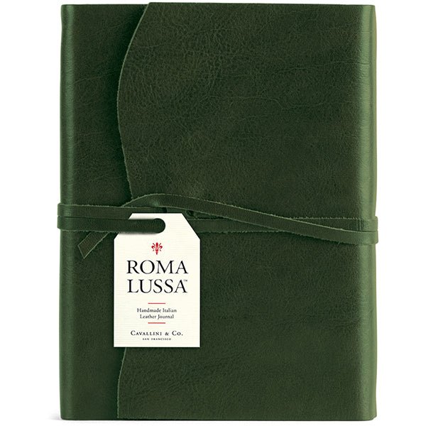Roma Lussa Green Leather Journal - Merry PigletsCavallini Papers & Co.