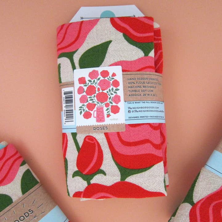 Roses Dish Towel - Merry PigletsThe Neighborgoods