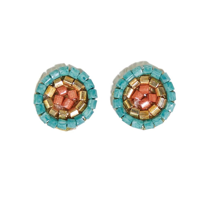 Teal Rowan Circles Beaded Earrings