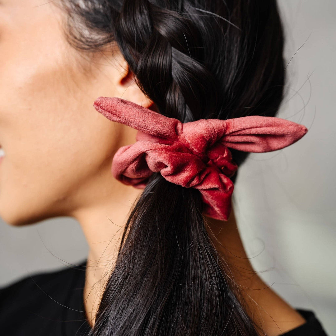 Rusty Rose Velvet Bow Scrunchie - Merry PigletsShop Andi