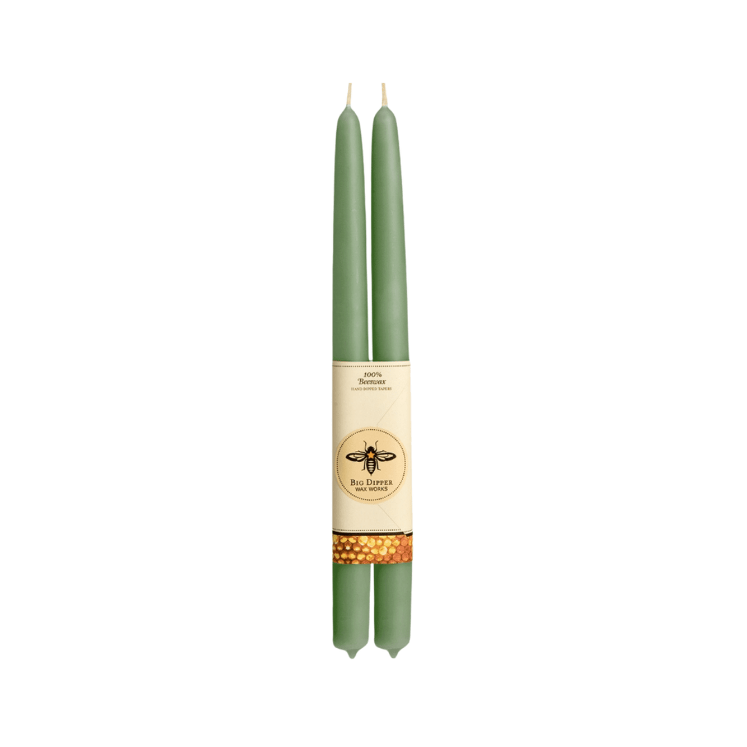 Sage Beeswax Taper Candles - Merry PigletsBig Dipper Wax Works