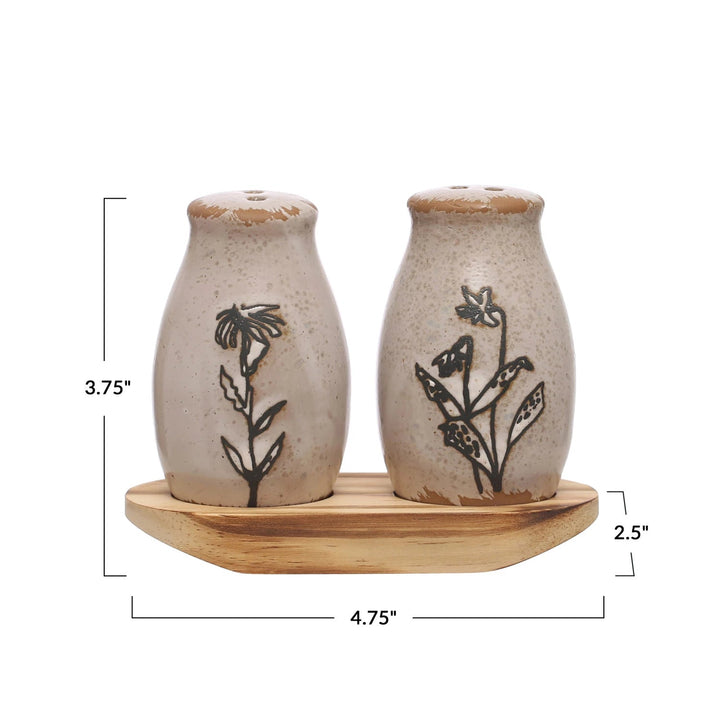 Salt + Pepper Shakers with Tray - Merry PigletsCreative Co - Op