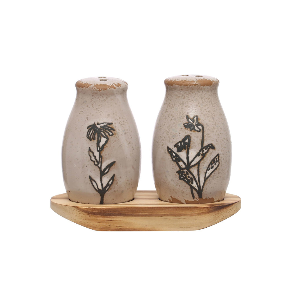 Salt + Pepper Shakers with Tray - Merry PigletsCreative Co - Op