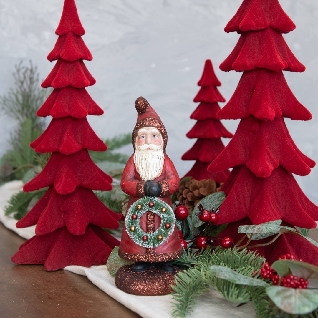 Santa with Wreath Figurine - Merry PigletsRagon House