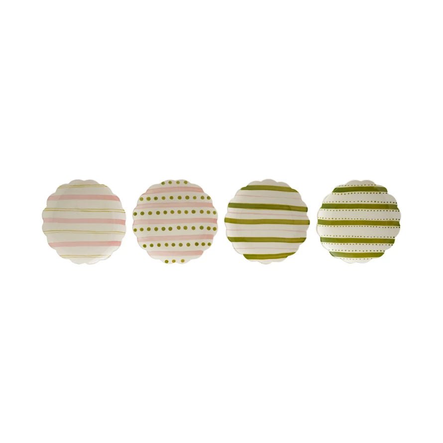 Scalloped Stripe Plate - Merry PigletsCreative Co - Op