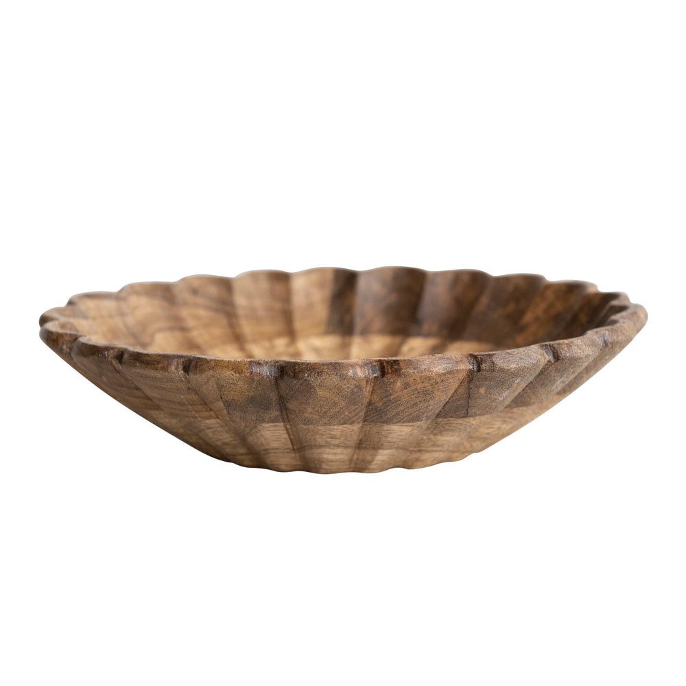 Scalloped Wood Bowl - Merry PigletsCreative Co - Op
