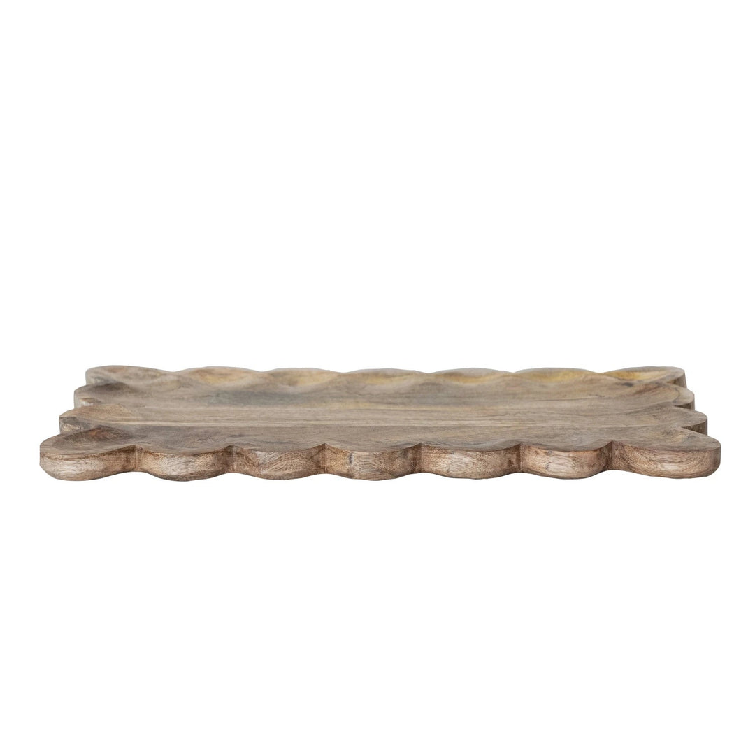 Scalloped Wood Tray - Merry PigletsCreative Co - Op