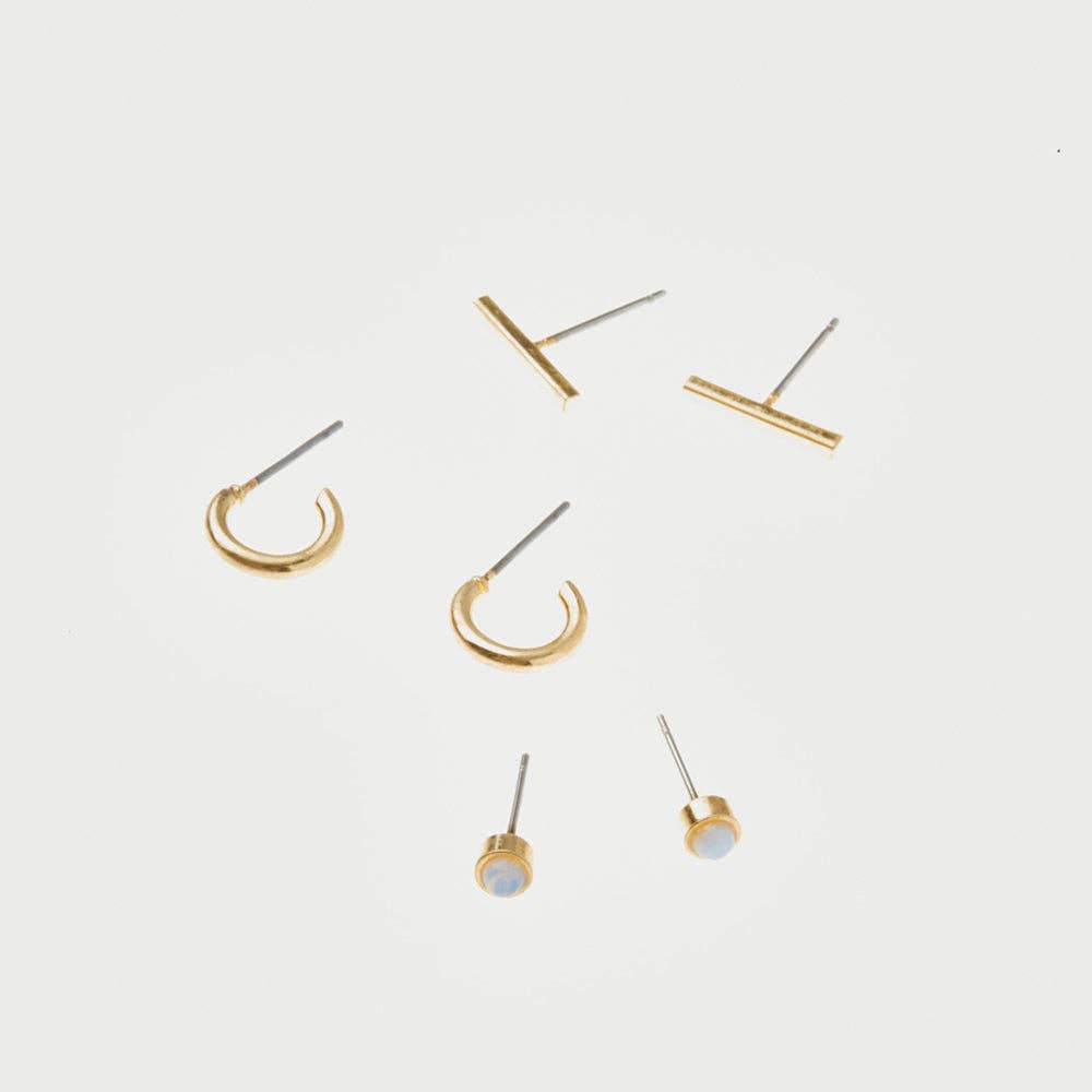 Scarlett Stud Earrings Trio - Gold - Merry PigletsScout Curated Wears