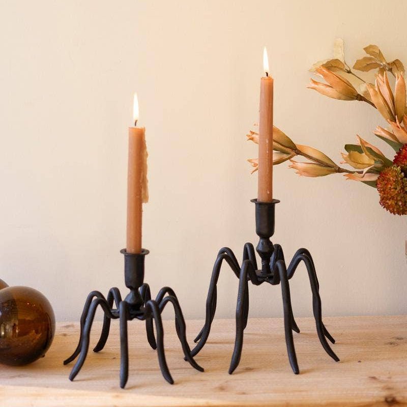 Set of Two Iron Spider Taper Candle Hodlers - Merry PigletsKalalou