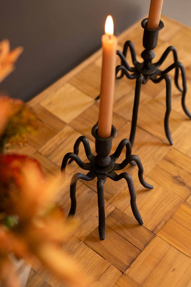 Set of Two Iron Spider Taper Candle Hodlers - Merry PigletsKalalou