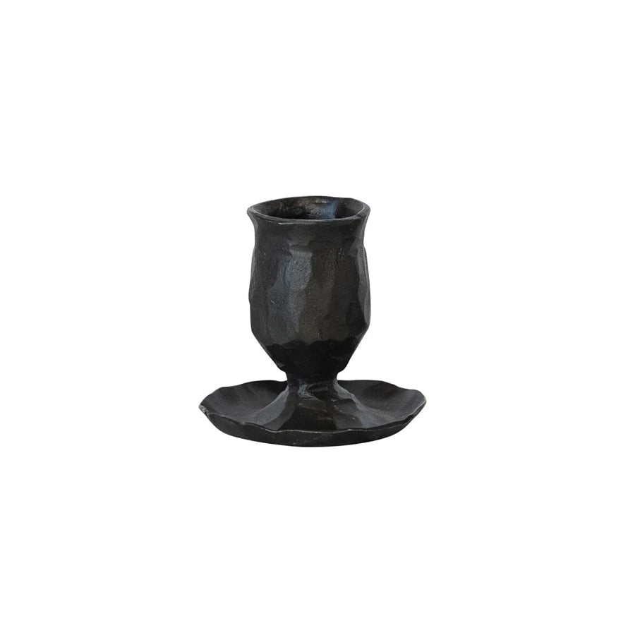 Short Black Cast Iron Taper Holder - Merry PigletsCreative Co - Op