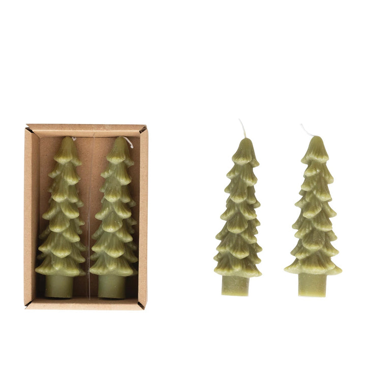 Short Tree Taper Candles - Cedar Green - Merry PigletsCreative Co - Op
