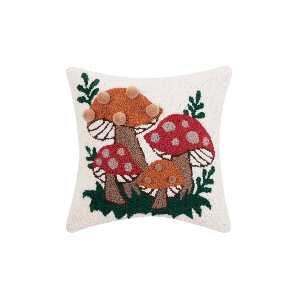 Shroomy Pom Pom Wool Hook Pillow - Merry PigletsPeking Handicraft