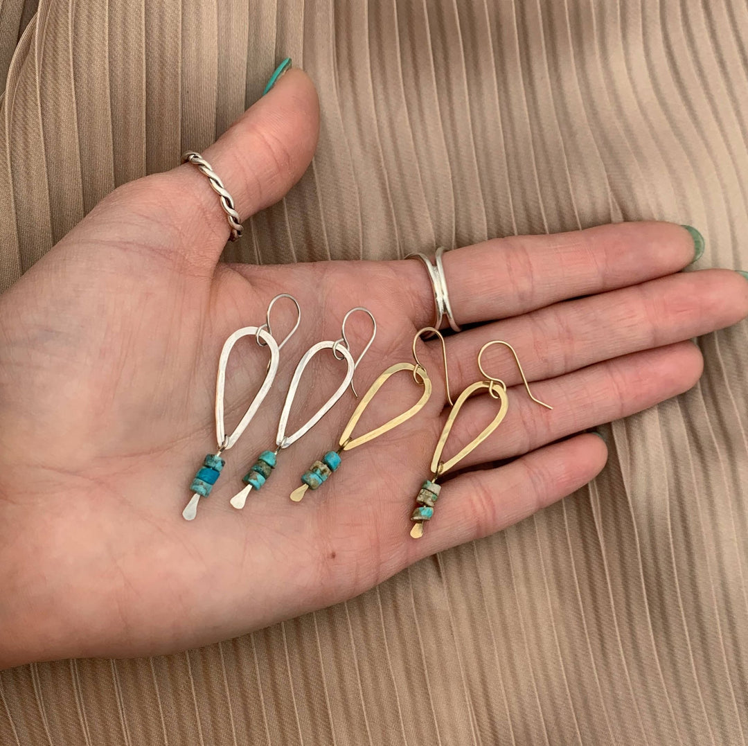 Silver Heishi Beads Drop Earrings - Merry PigletsFluff Hardware