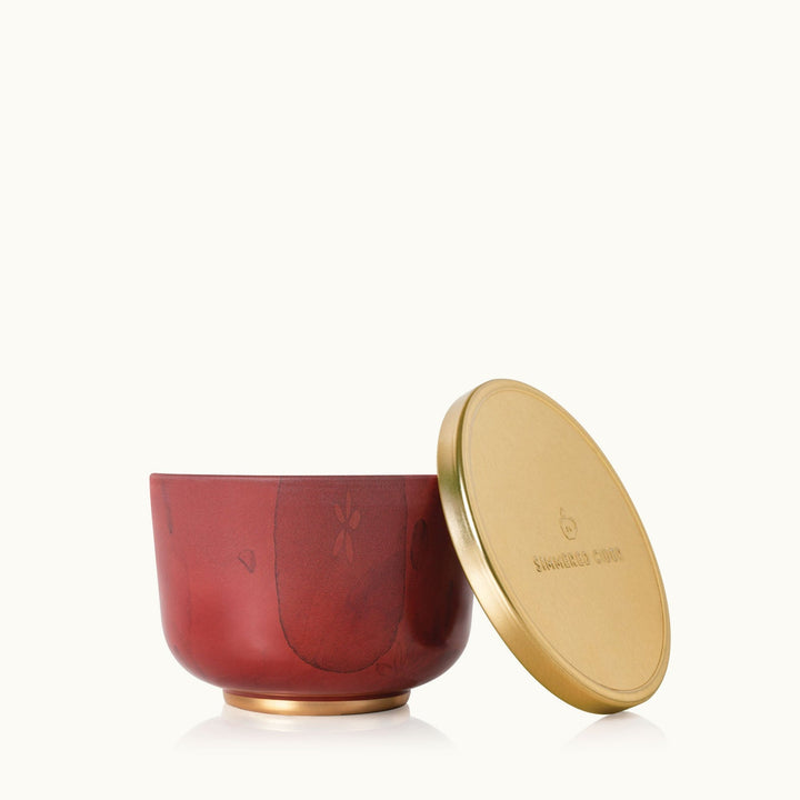 Simmered Cider Candle Tin with Gold Lid - Merry PigletsThymes