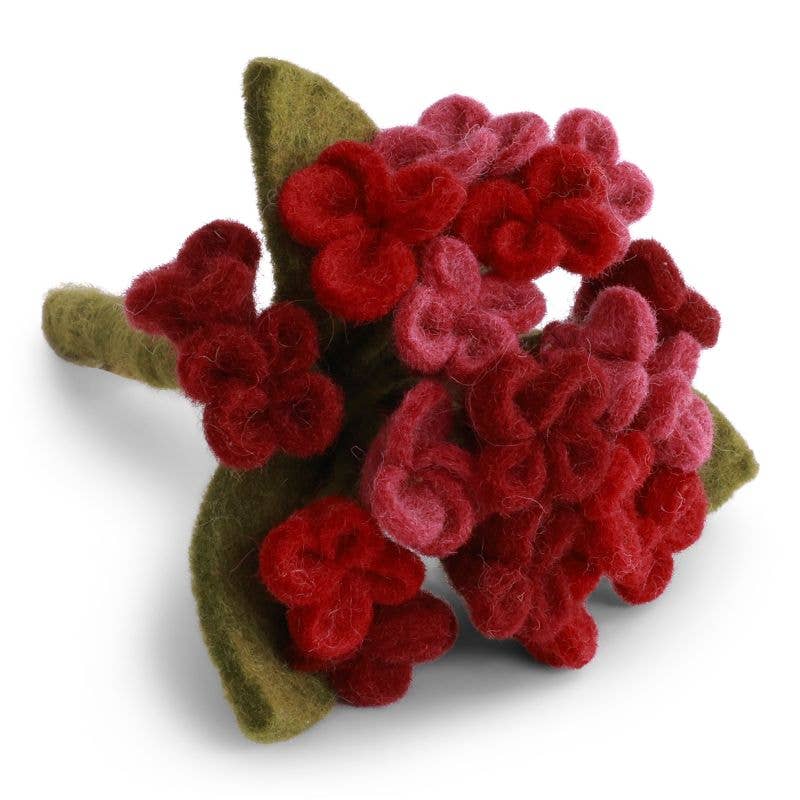 Small Dark Red Wool Hydrangea - Merry PigletsGry and Sif