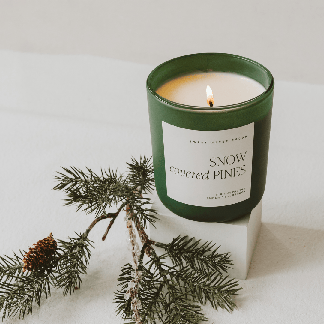 Snow Covered Pines Green Matte Candle - Merry PigletsSweet Water Decor