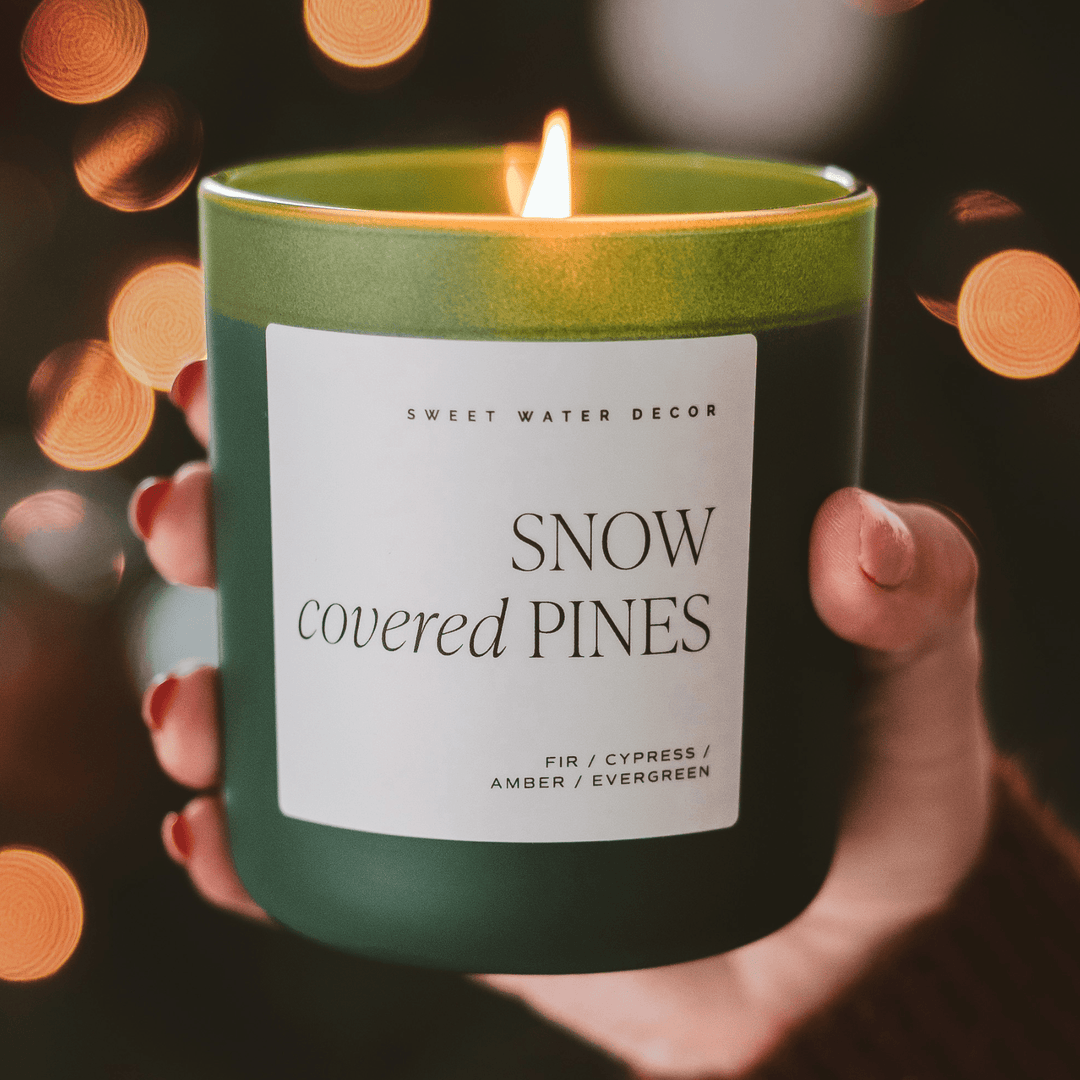 Snow Covered Pines Green Matte Candle - Merry PigletsSweet Water Decor