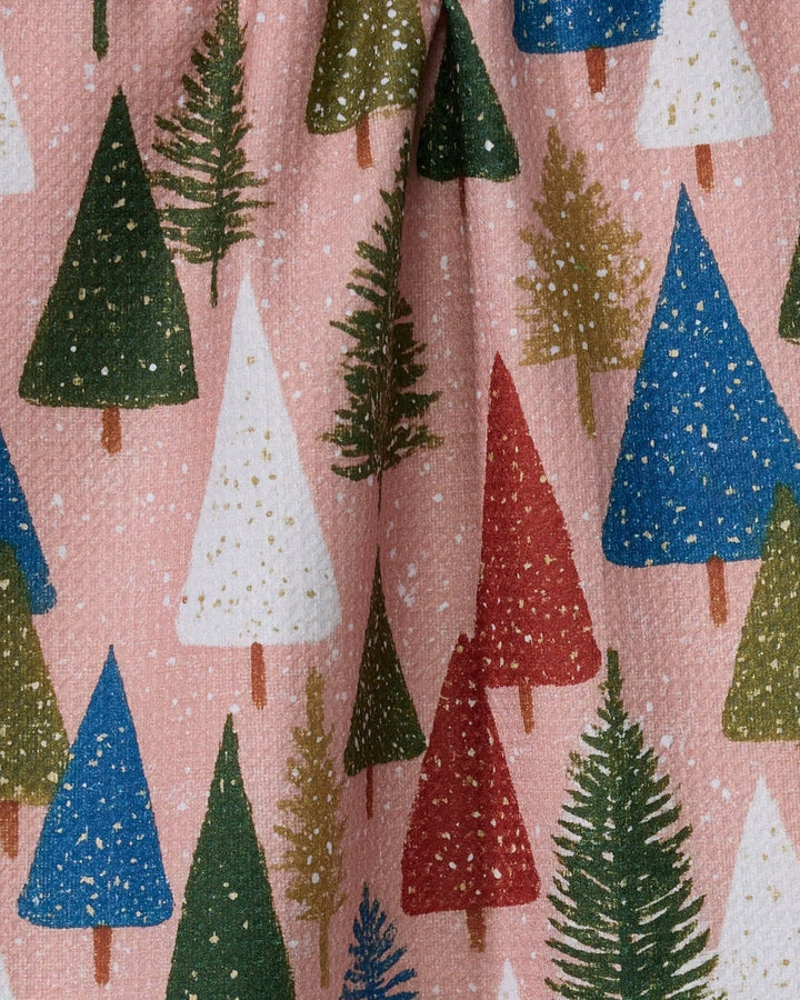 Snowdrift Pines Tea Towel - Merry PigletsGeometry