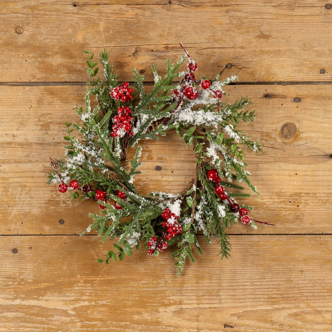 Snowy Evergreen & Berries Candle Ring - Merry PigletsRagon House