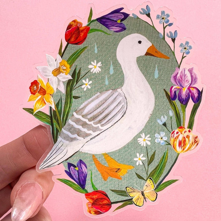 Spring Duck Clear Matte Sticker - Merry PigletsKatie Daisy