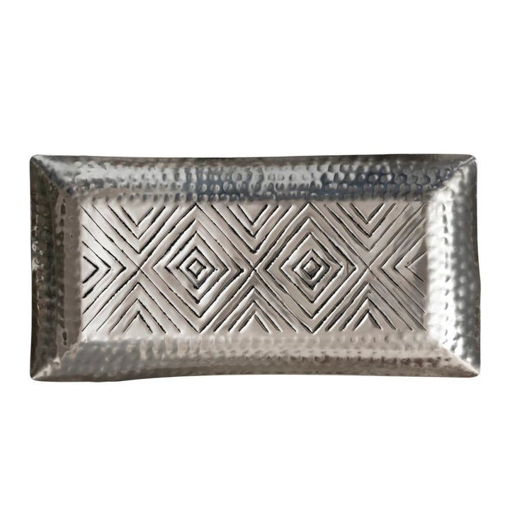 Stamped Silver Tray - Merry PigletsCreative Co - Op