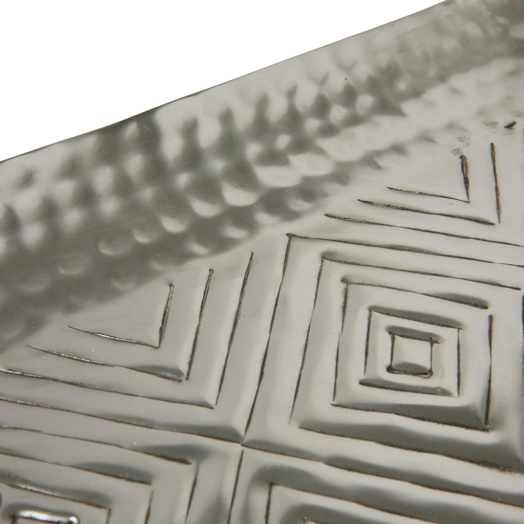 Stamped Silver Tray - Merry PigletsCreative Co - Op