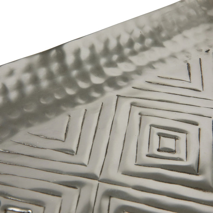 Stamped Silver Tray - Merry PigletsCreative Co - Op