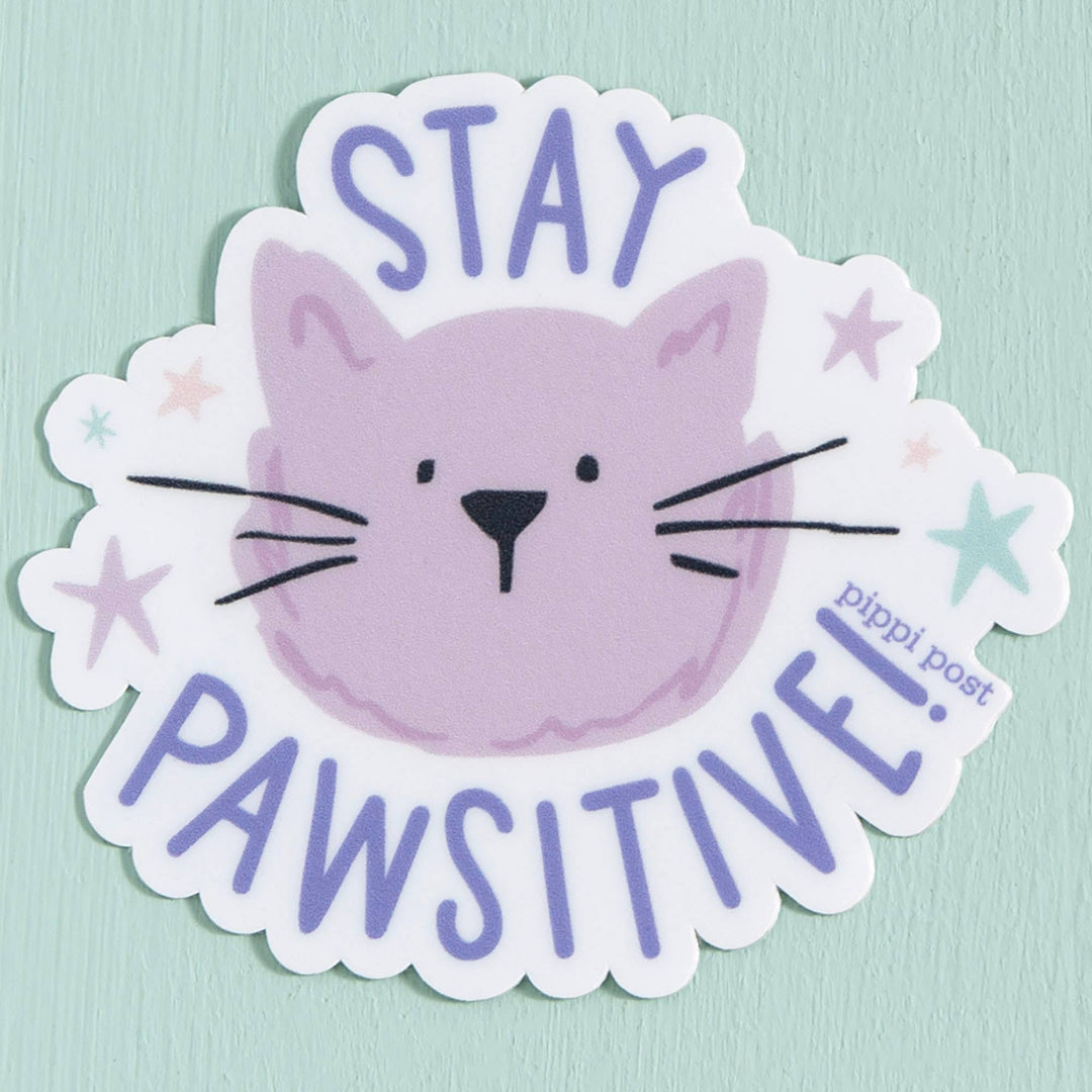 Stay Pawsitive Cat Decal Sticker - Merry PigletsPippi Post