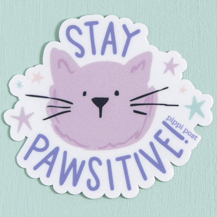 Stay Pawsitive Cat Decal Sticker - Merry PigletsPippi Post