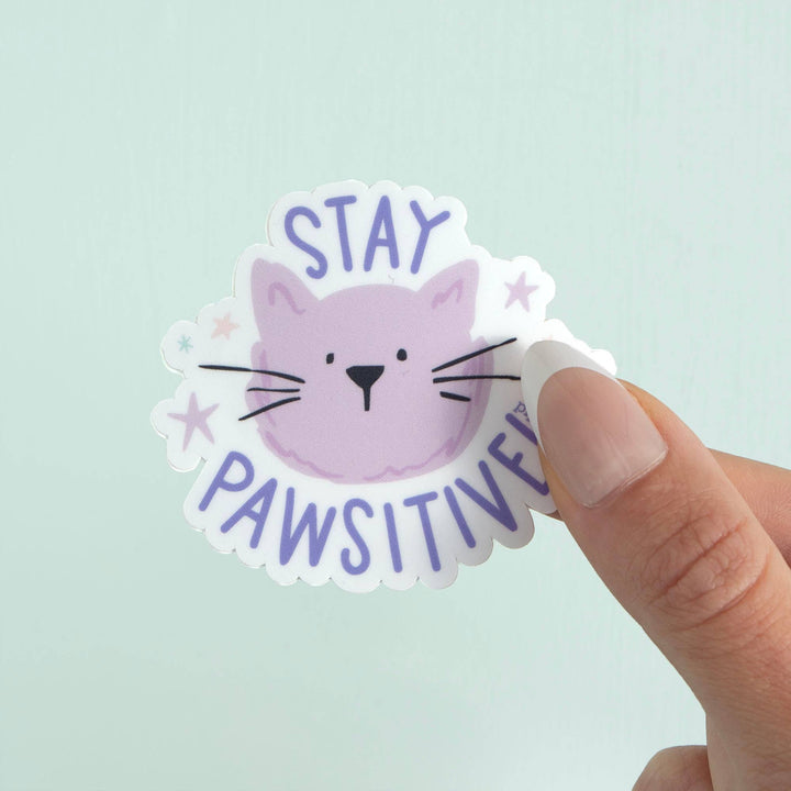 Stay Pawsitive Cat Decal Sticker - Merry PigletsPippi Post
