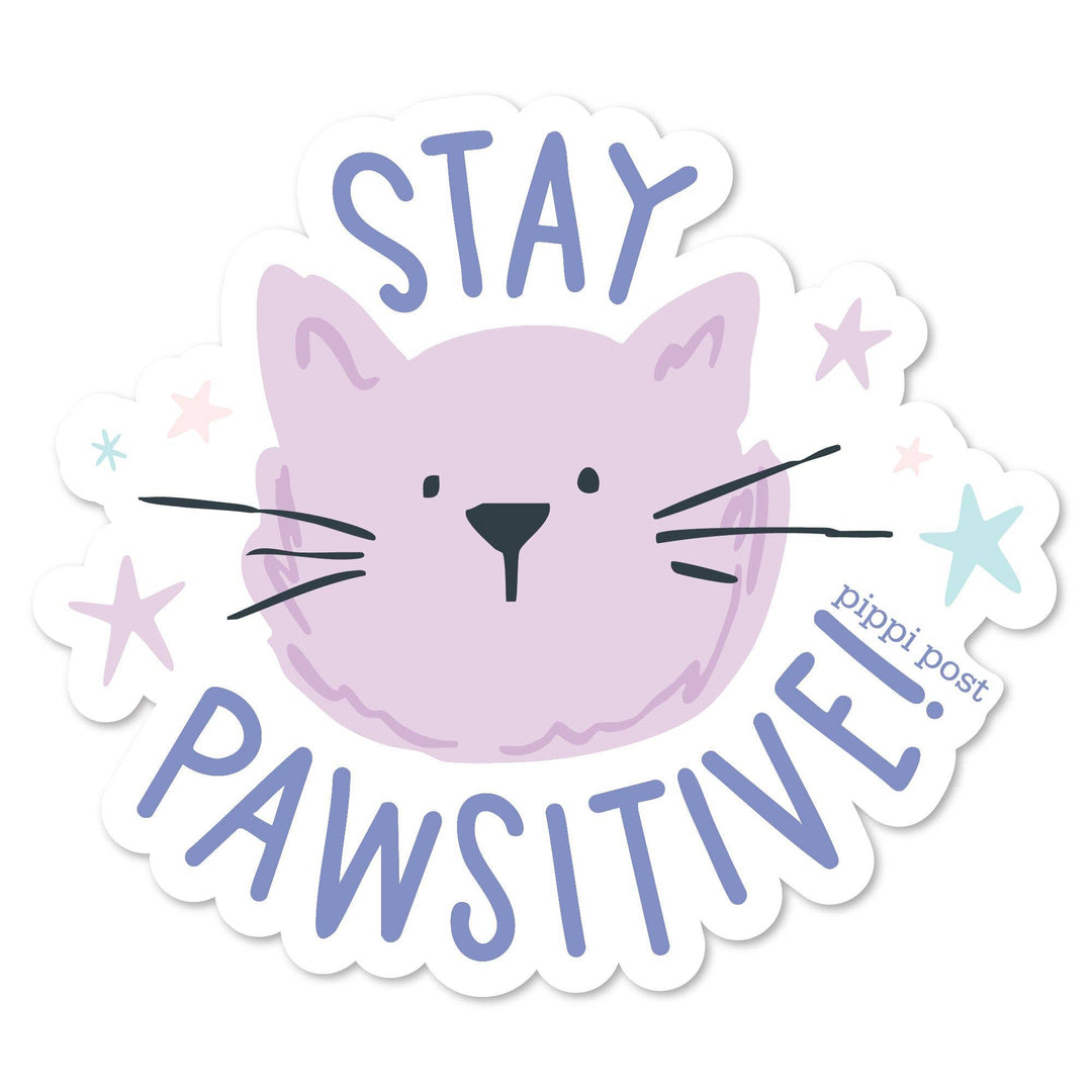 Stay Pawsitive Cat Decal Sticker - Merry PigletsPippi Post