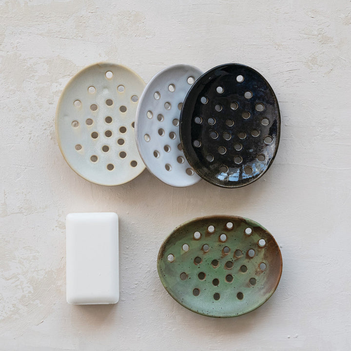 Stoneware Footed Soap Dish - Merry PigletsCreative Co-Op
