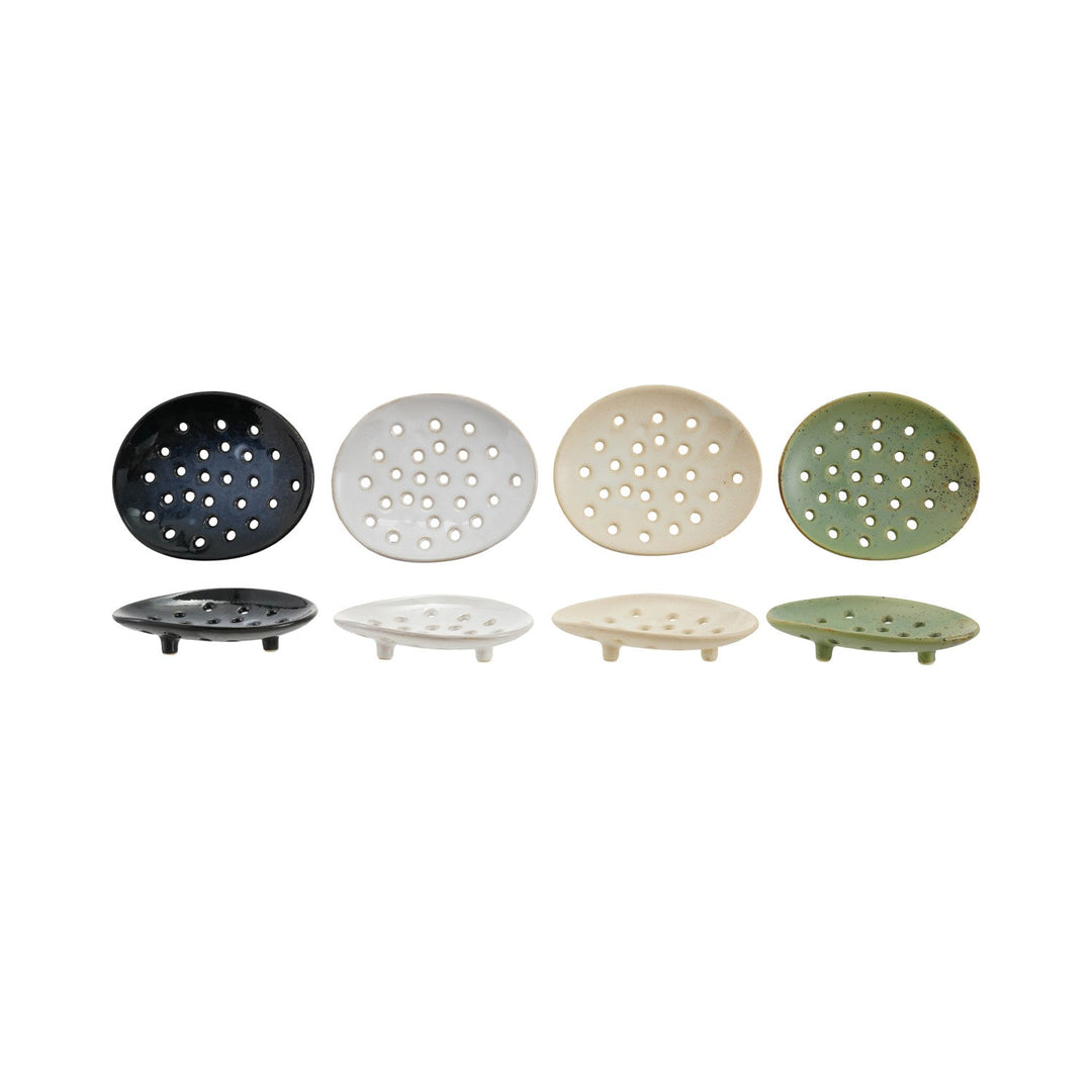 Stoneware Footed Soap Dish - Merry PigletsCreative Co-Op