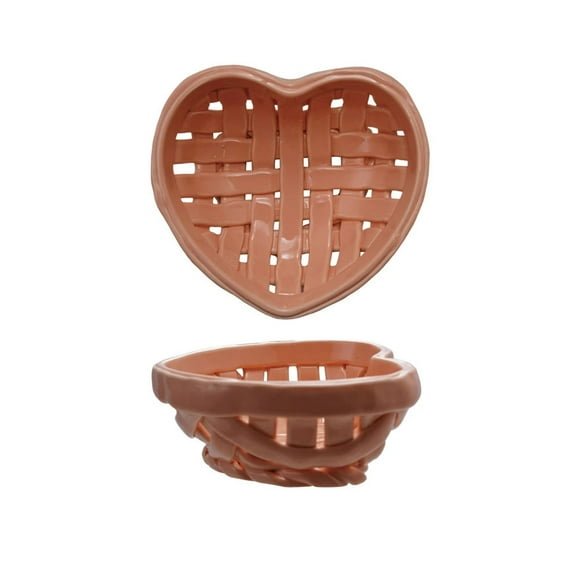 Stoneware Heart Basket Dish - Merry PigletsCreative Co - Op