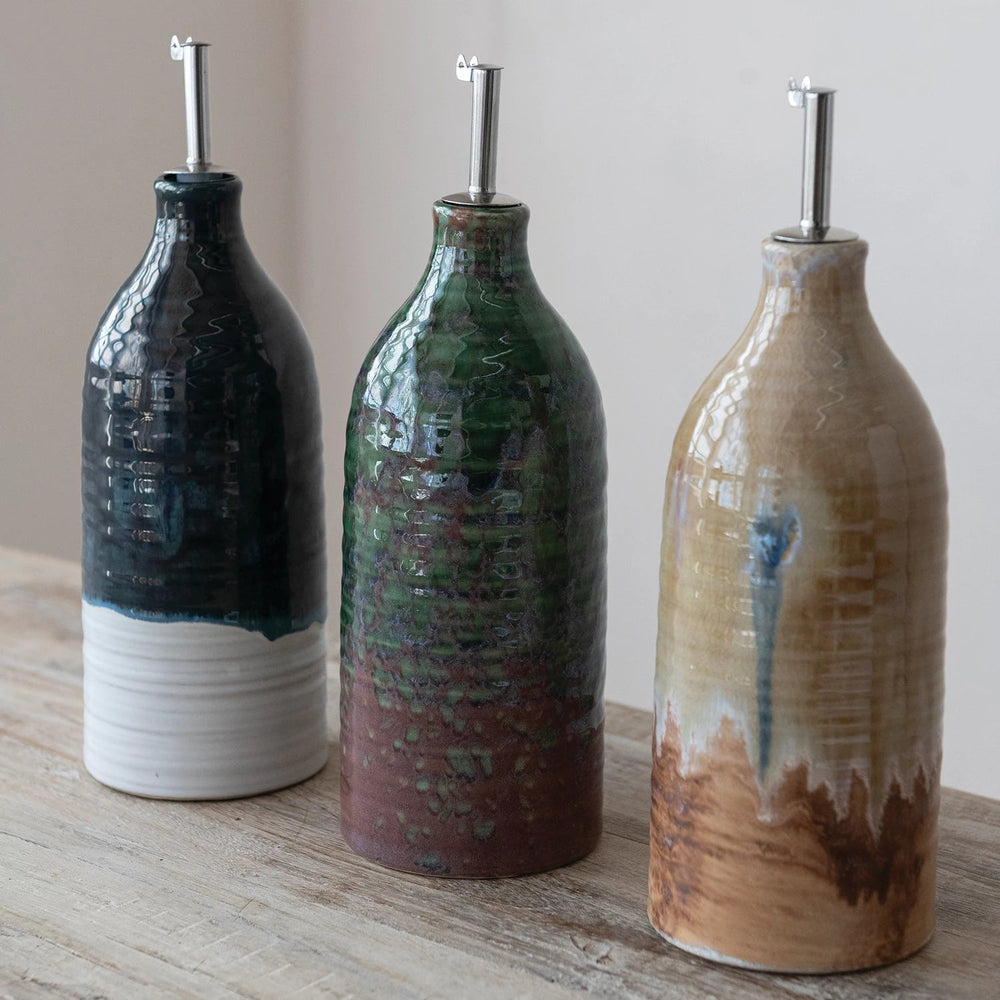 Stoneware Oil Dispenser - Merry PigletsCreative Co - Op