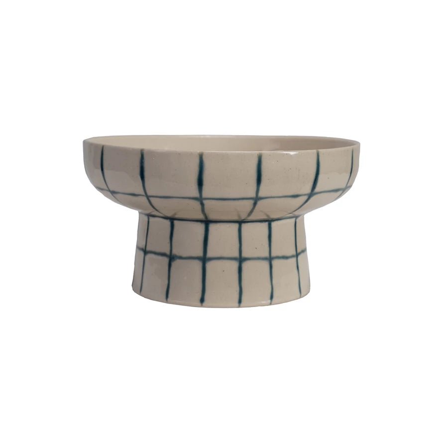 Stoneware Pedestal Bowl - Merry PigletsCreative Co - Op