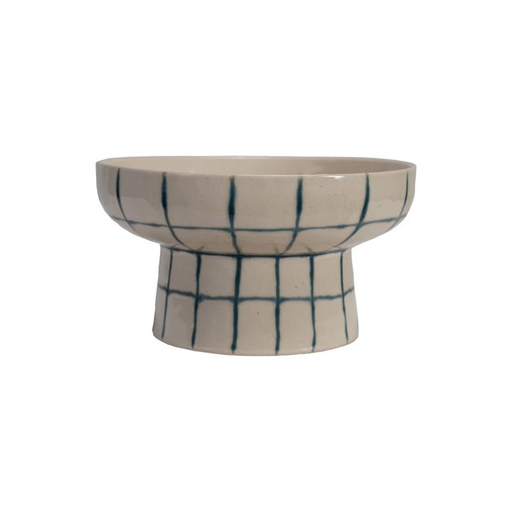 Stoneware Pedestal Bowl - Merry PigletsCreative Co - Op